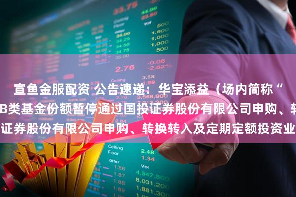 宣鱼金服配资 公告速递：华宝添益（场内简称“华宝添益ETF”）基金B类基金份额暂停通过国投证券股份有限公司申购、转换转入及定期定额投资业务