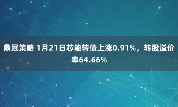 鼎冠策略 1月21日芯能转债上涨0.91%，转股溢价率64.66%